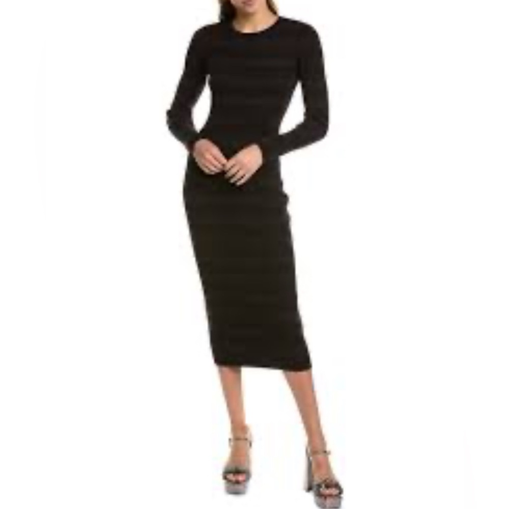 H&M Black Bodycon Dress Long Sleeve Slit